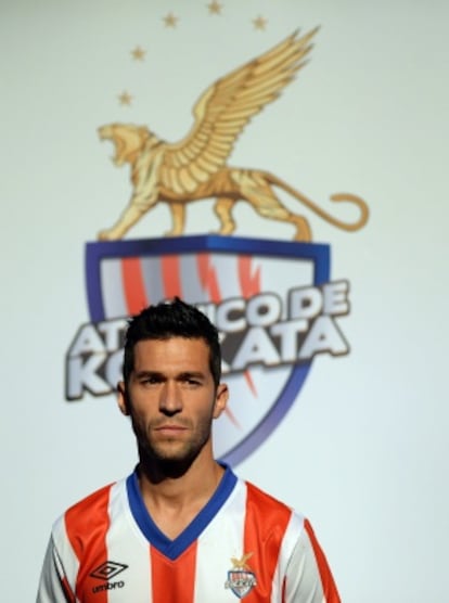 Luis García, figura del Atlético de Kolkata, durante la presentación del torneo.