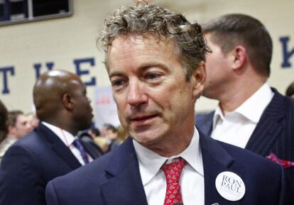 El senador republicano Rand Paul, en New Hampshire, después del debate presidencial del 7 de enero.