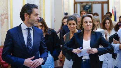 La secretaria general del PP, Cuca Gamarra. tras el pleno en el Congreso de los Diputados celebrado este miércoles en Madrid. EFE/ Mariscal