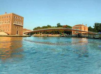 Composición fotográfica del puente de Calatrava en Venecia.