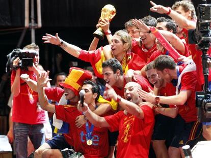 La selección celebra la Copa del Mundo de 2010.