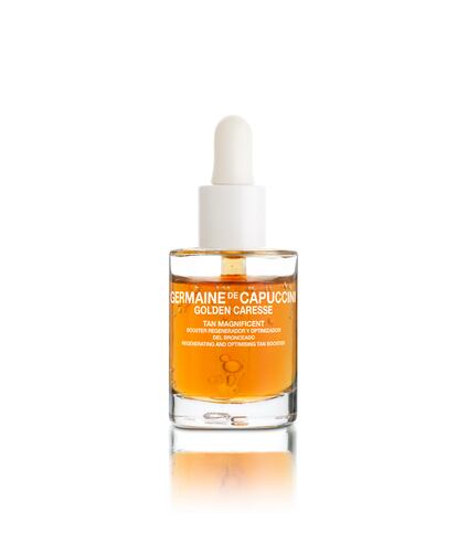 Aceite para después de tomar el sol Tan Magnificent, de Germaine de Capuccini, 35,60 euros, es un booster regenerador y optimizador del bronceado. Tan solo unas gotas de este aceite mezcladas con la hidratante diaria logra multiplicar el bronceado, al tiempo que calma, regenera e hidrata la piel.