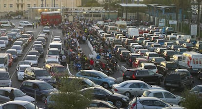 A traffic jam at the border in 2016.