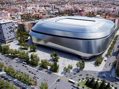 Recreación del estadio Santiago Bernabéu tras la remodelación que comenzará este verano.