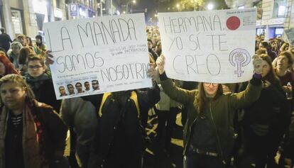 Una protesta contra la violencia machista. en Barcelona.