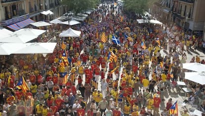 Concentración independentista, ayer en la plaza de la Font de Tarragona.