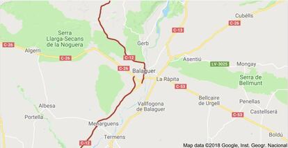 Recorrido de la C-12 a su paso por Balaguer.