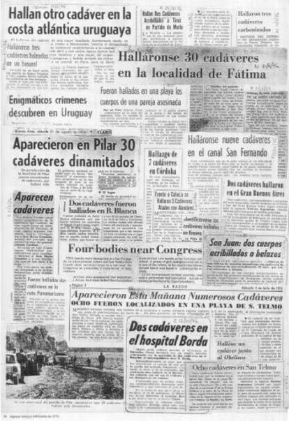 La prensa de la &eacute;poca da cuenta del hallazgo de cad&aacute;veres.