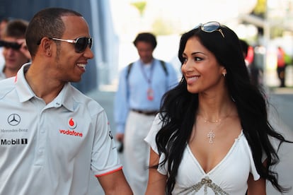 Lewis Hamilton y Nicole Scherzinger en el Gran Premio de Europa de Fórmula 1 que se celebró en Valencia en 2010.