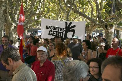 Manifestación en favor de la sanidad pública, ayer ante el Parlament.