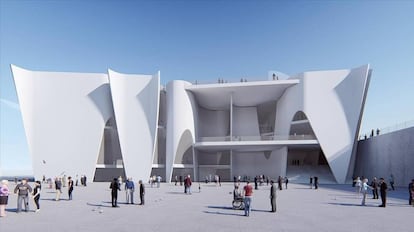 Fachada orientada al mar del proyecto de Toyo Ito para la sede del Hermitage de Barcelona.