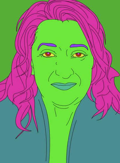 Retrato de Zaha Hadid,  obra del británico Michael Craig-Martin