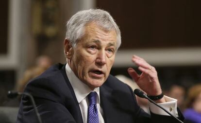 Chuck Hagel durante su comparecencia ante el Comit&eacute; de Servicios Armados del Senado el 31 de enero.