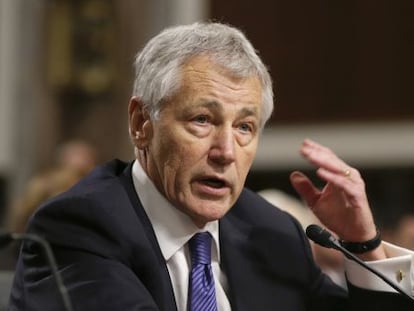 Chuck Hagel durante su comparecencia ante el Comit&eacute; de Servicios Armados del Senado el 31 de enero.