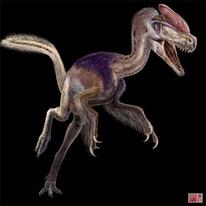 Dibujo que recrea el <i>Guanlong wucaii</i>.