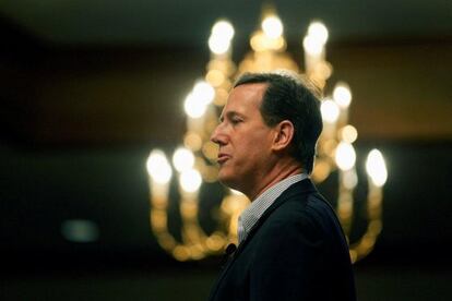 Rick Santorum, en un discurso durante su campaña en Livonia (Michigan).