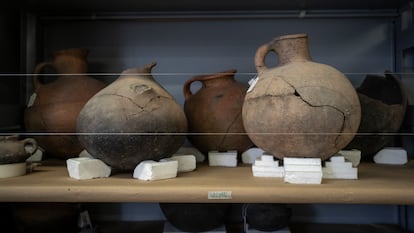 Ceramic objects found during excavations in Usme, now stored at the archaeology laboratory of the National University of Colombia, Bogotá.