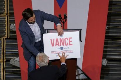 JD Vance, en el acto donde anunció su entrada a la contienda por el Senado.