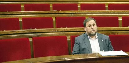 Oriol Junqueras, abans del ple parlamentari d'ahir.