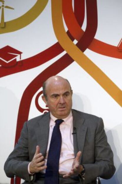 El ministro de Economía, Luis de Guindos, durante su intervención esta semana en la jornada "The Spain Summit", organizada por The Economist en Madrid.