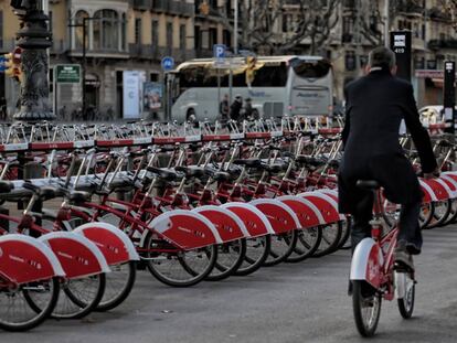 El servicio de alquiler Bicing de Barcelona.