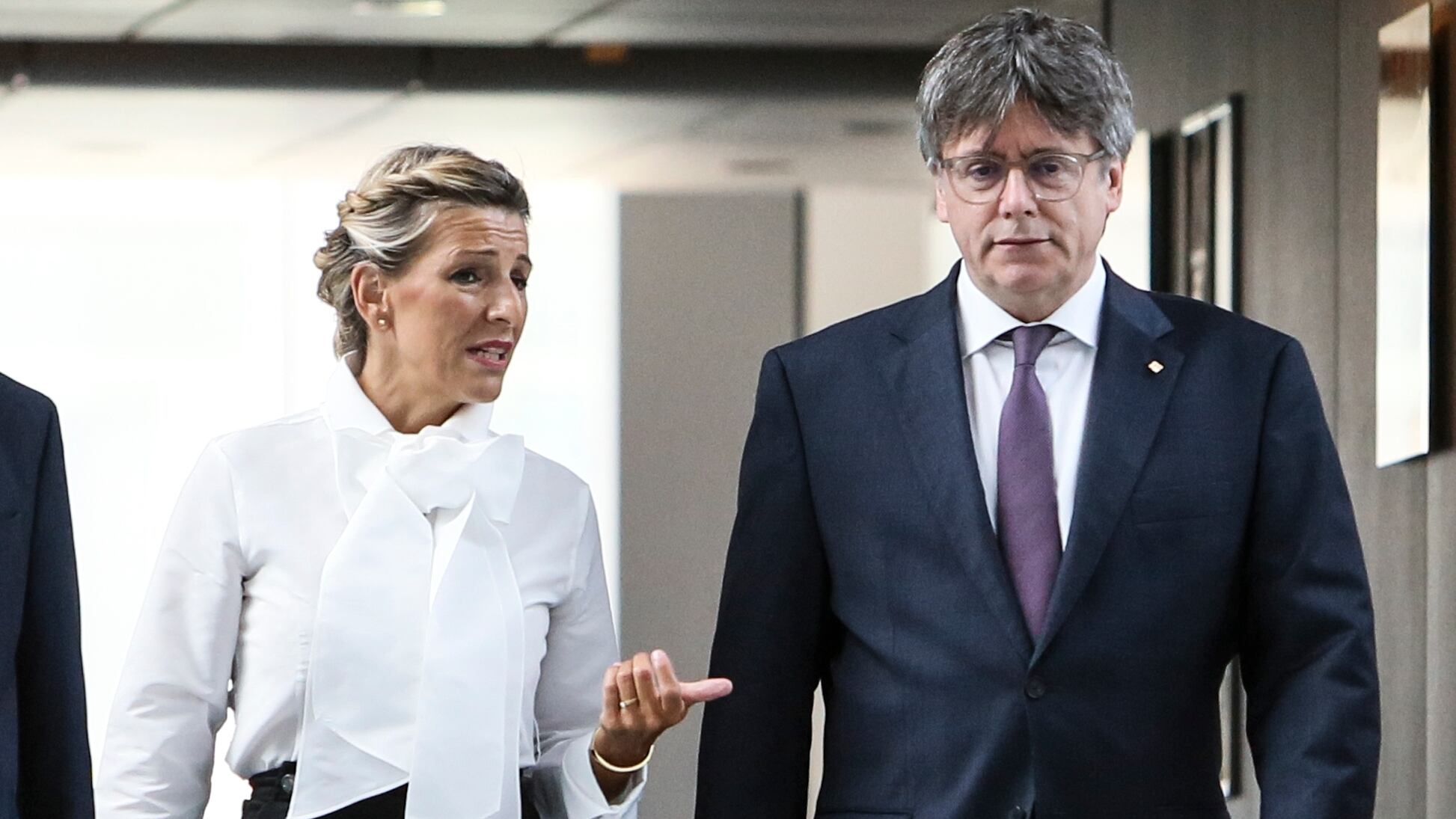 Yolanda Díaz y Carles Puigdemont, el 4 de septiembre de 2023 en Bruselas.