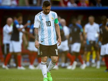 Leo Messi, al término del Francia-Argentina.