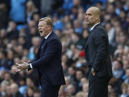  Koeman y Guardiola durante el partido en el Etihad.