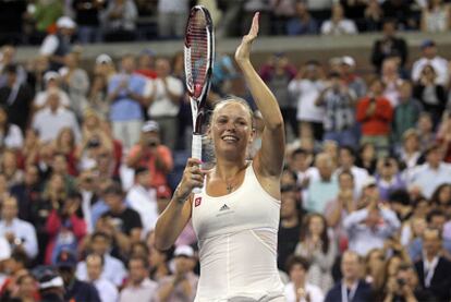 Wozniacki celebra su victoria ante Kuznetsova.