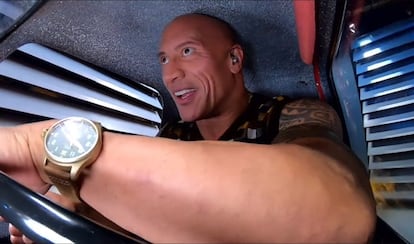 Dwayne Johnson in the Peel P50.