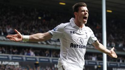 Bale celebra un gol en su campo en un partido de la temporada pasada.