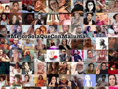 Imagen de la campaña #MejorSolaQueConMaluma contra la música machista del cantante Maluma.
