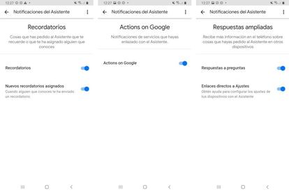 Nuevas categorías de notificaciones del asistente de Google.