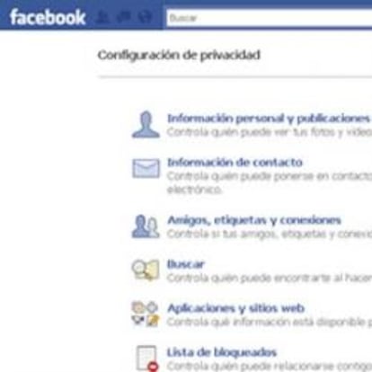 Página de privacidad de Facebook