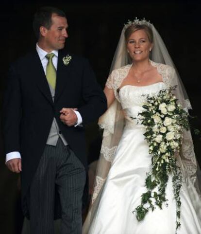 Peter Philips y Autumn Kelly en su boda en Windsor, el 17 de mayo de 2008.