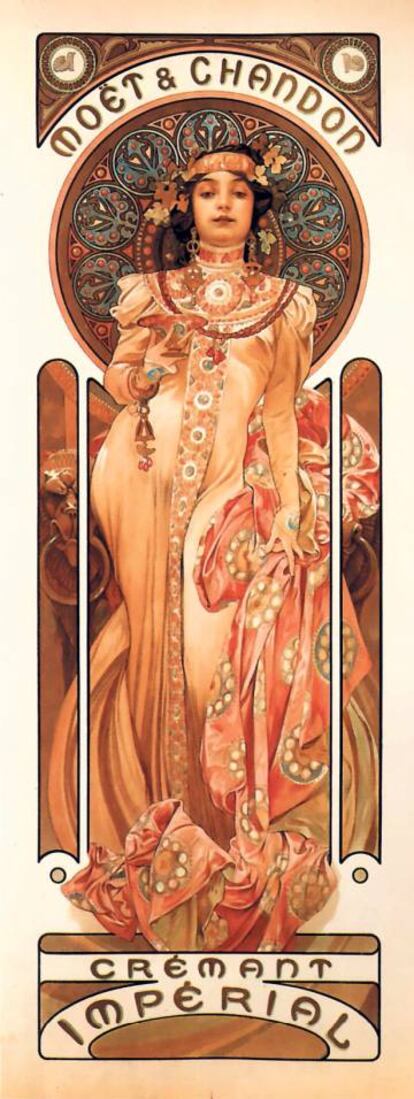 Alphonse Mucha realiza múltiples carteles para Möet Chandon a finales del XIX.