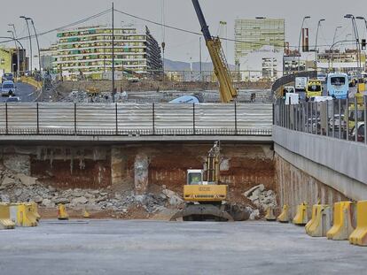 Obras del túnel de la plaza de les Glòries en Barcelona.