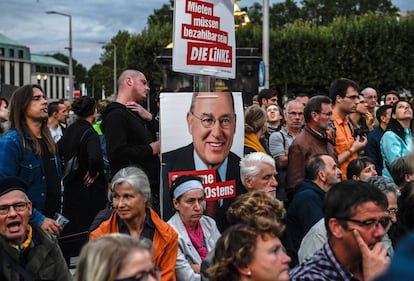 Acto de campaña de Die Linke (La Izquierda) en Dresde, Alemania.