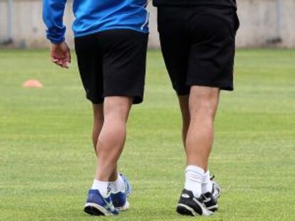 Aguirre y Torje en el entrenamiento de ayer.