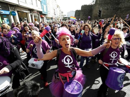 Feministas gallegas el pasado fin de semana en un acto previo al 8M.