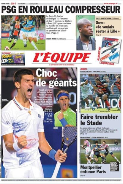 Portada de la edición del sábado del diario deportivo L'Equipe