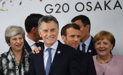 Macri entre líderes europeus durante a cúpula do G20 em Osaka.