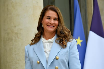 Melinda French Gates, a su llegada al palacio del Elíseo para un foro auspiciado por el presidente de Francia, Emmanuel Macron, el 1 de julio de 2021, en París.