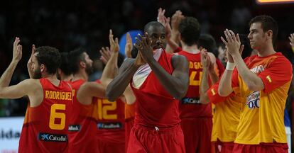 Los jugadores de la selección española durante el último Mundial.