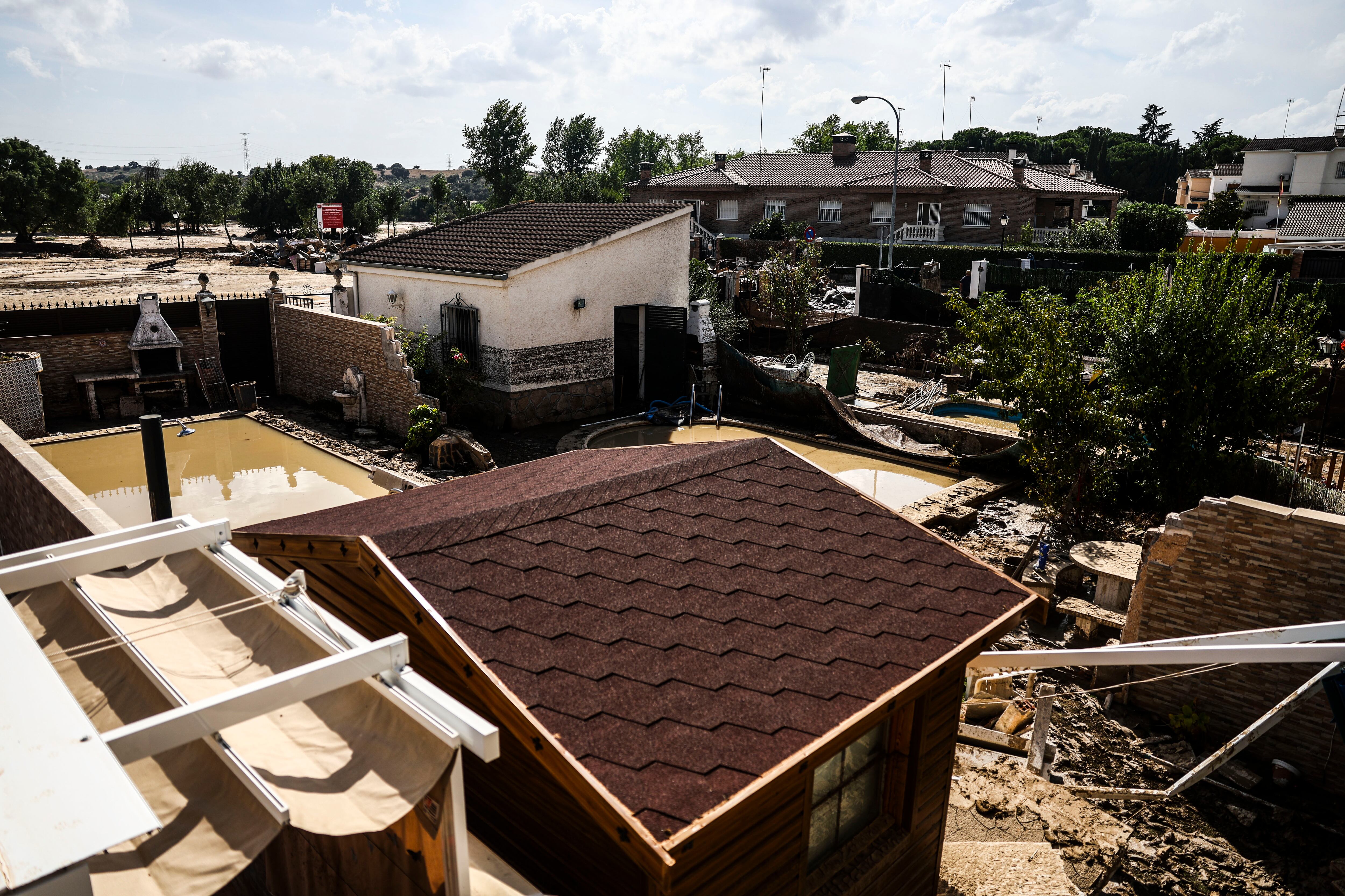 Casas destruidas en Villamanta, Madrid, tras el paso de la Dana. 