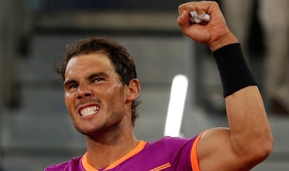 Nadal celebra su victoria ante Kyrgios.