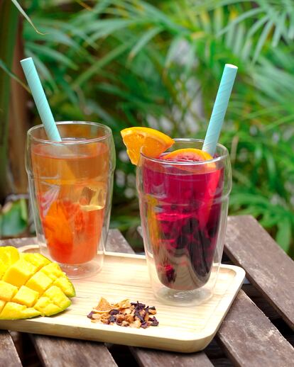 Tés veraniegos tropical colada y con sabor a sangría.