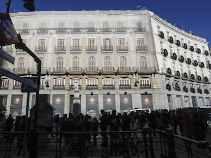 Edificio en el número 9 de la Puerta del Sol de Madrid, la pasada semana. 