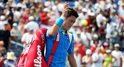 Nishikori se despide del público de Nueva York.