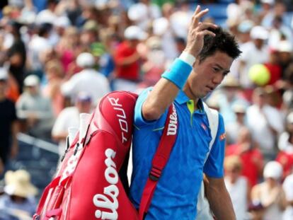 Nishikori se despide del público de Nueva York.